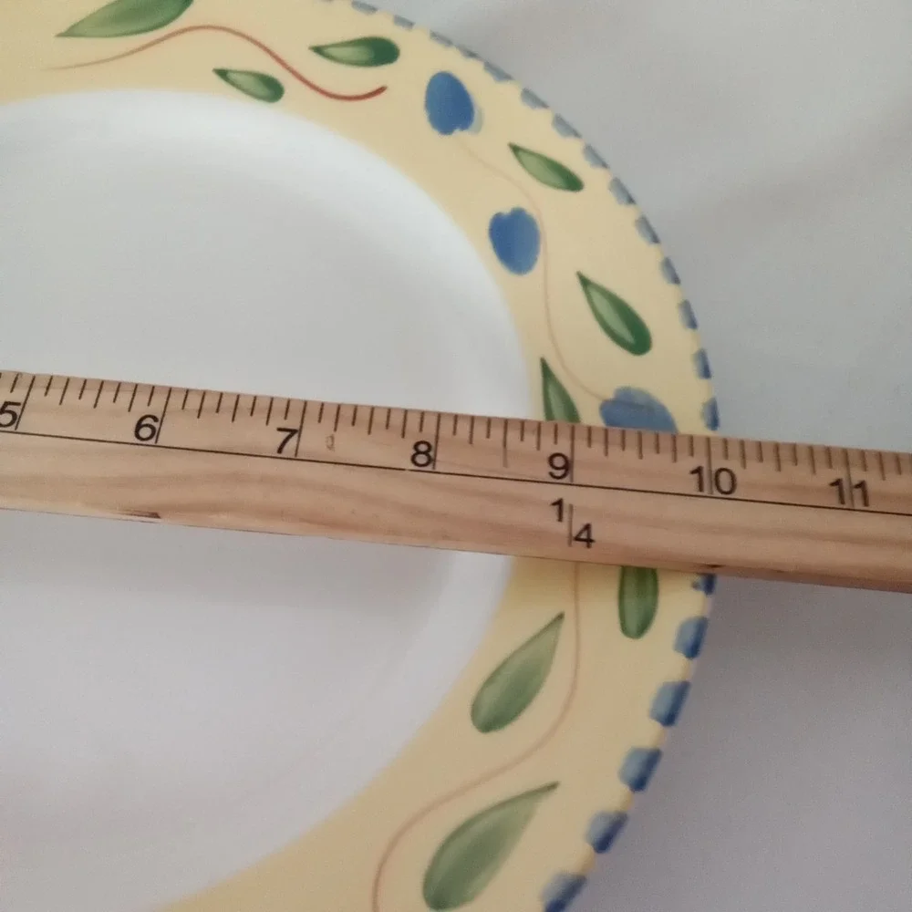 Pier 1 Palermo Dinner Plate Handpainted Earthenware Italy Blue Olive Yellow